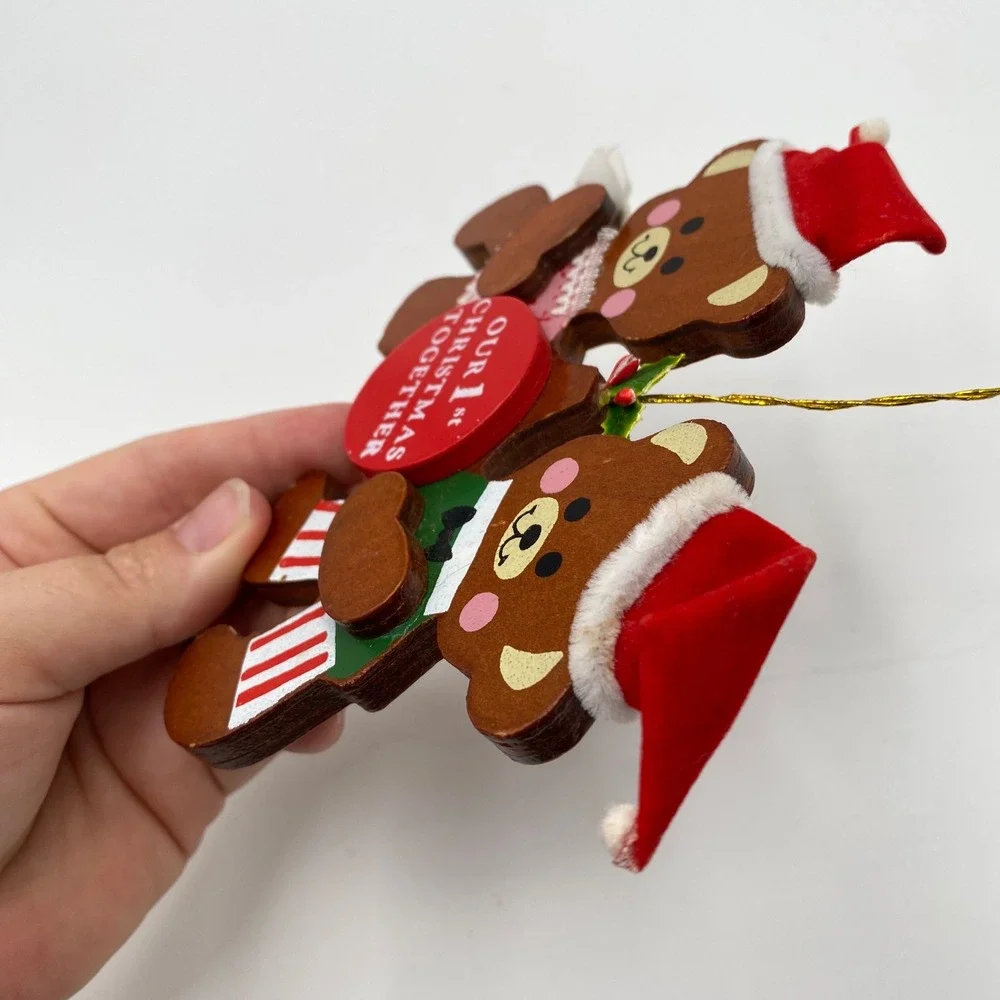 Kurt‎ Adler Our 1st Christmas Together Wooden Bear Ornament Vintage 1996